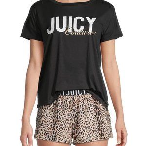 Juicy Couture Size Large Leopard/black logo Pj Shorts set Women's Sexy Luxury